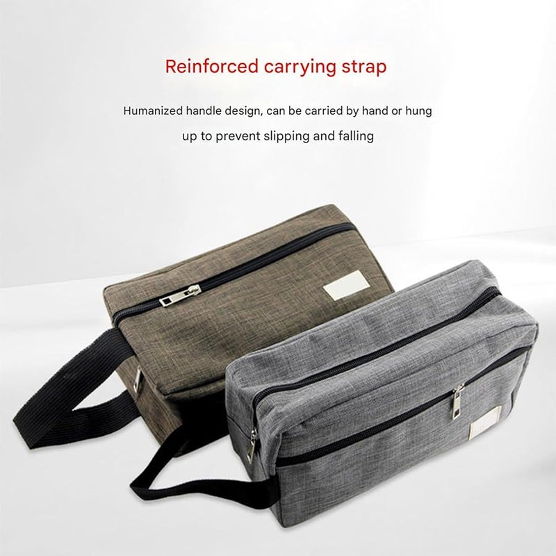 Blue Oxford Makeup Bag Ergonomic Travel Cosmetic Pouch Portable Toiletry Bag for Daily Commute - Image 4